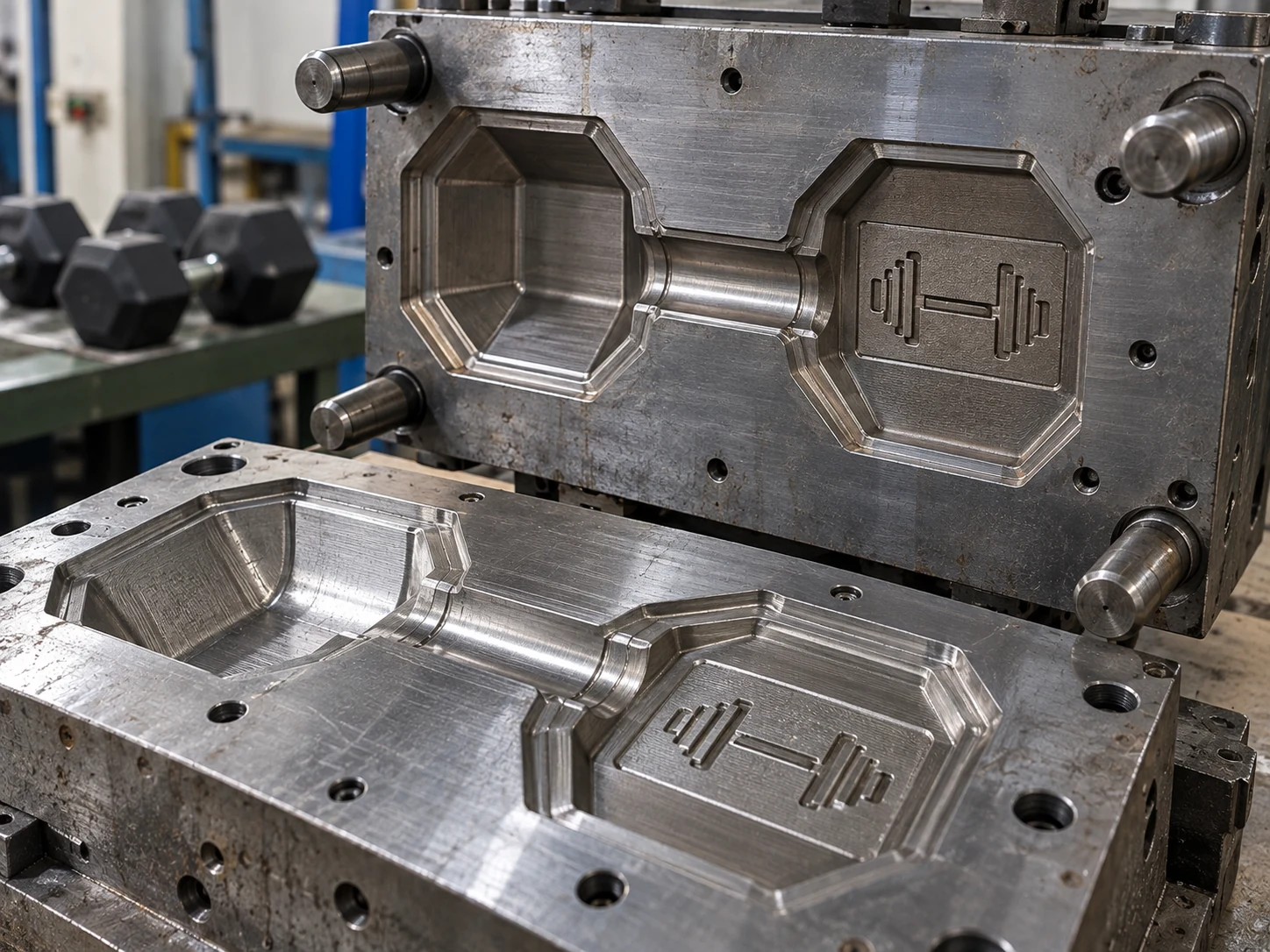 Mould cavity with the customer logo cut into the tool