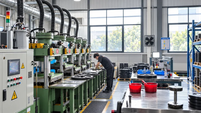 Hydraulic press line running plates and dumbbells