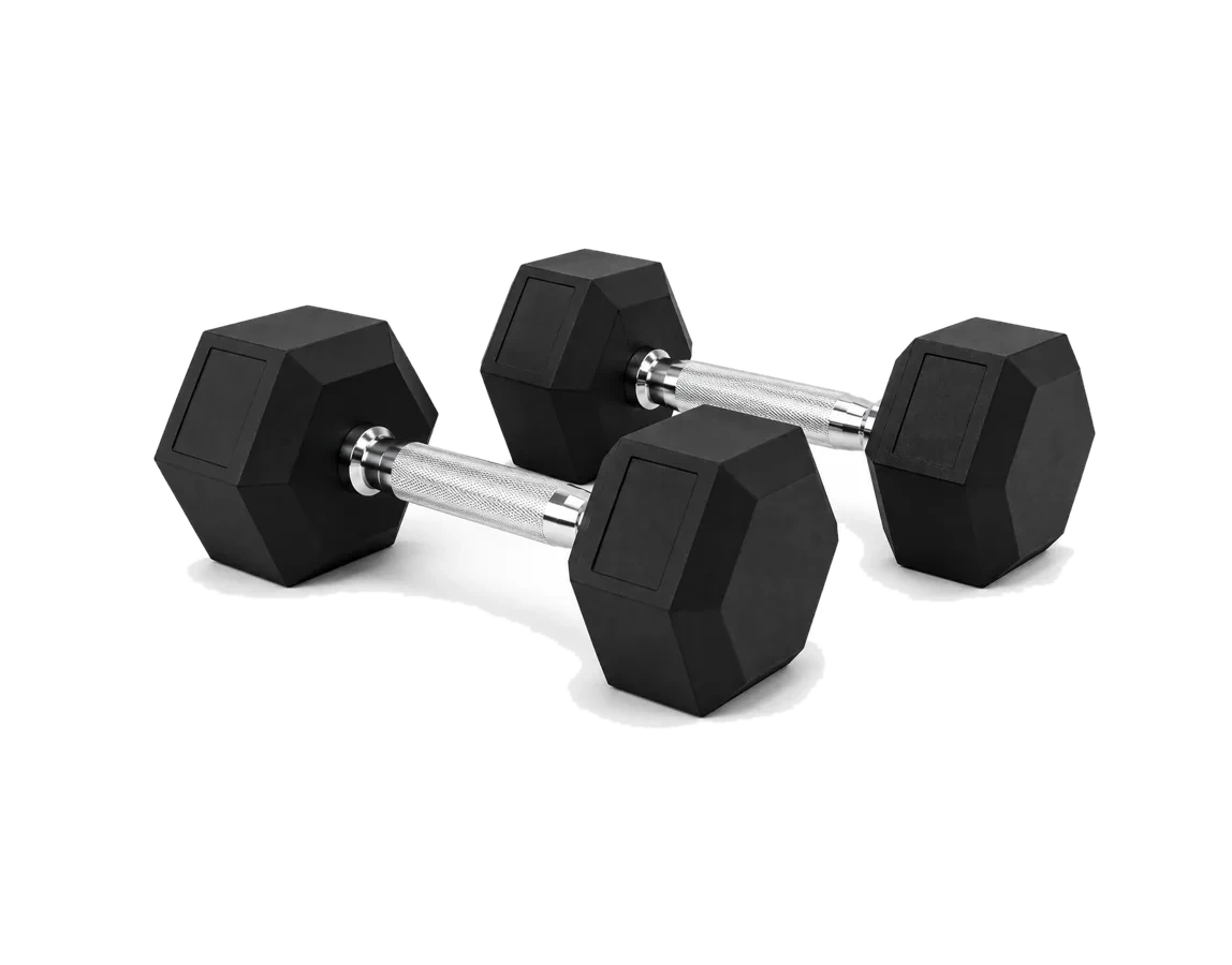 Rubber Dumbbells – rubber hex dumbbells manufactured by IRONHUE